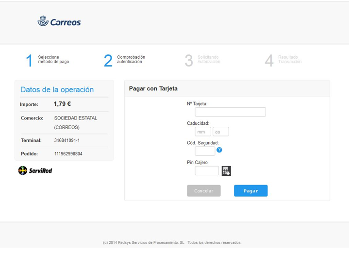 Web fraudulenta Correos