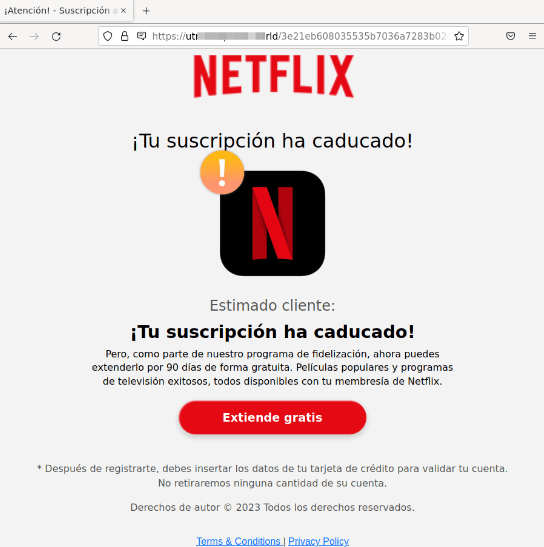 Ejemplos phishing Netflix